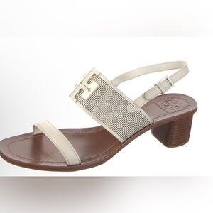 White and Brown Women's Sandals Tory Burch Size 8 perfect for summer